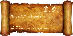 Matkó Olivér névjegykártya